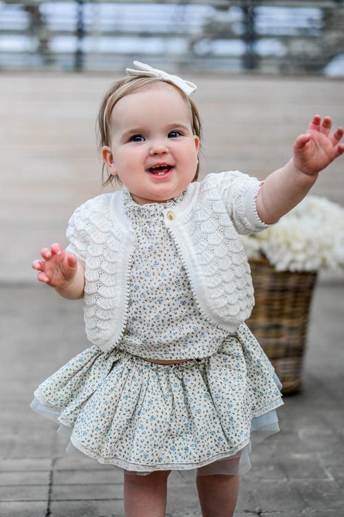 Oh Baby ! Shell Stitch Juliet Pointelle Short Sleeve Cardigan