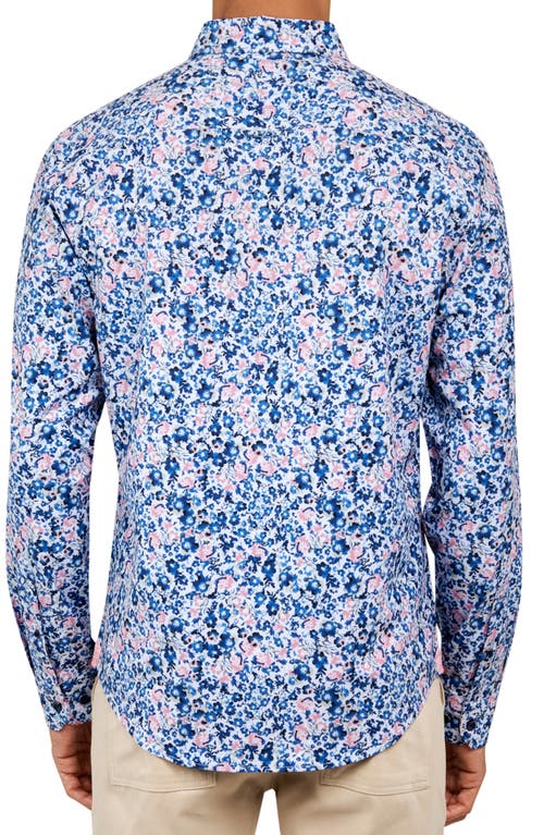 Brooklyn Brigade Floral 4-way Stretch Performance Long Sleeve Shirt In Navy/pink