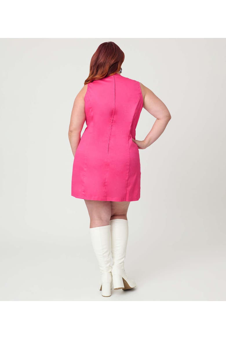 Plus Size 1960s Sleeveless Mod Shift Dress, Alternate, color, Hot Pink W/Rainbow