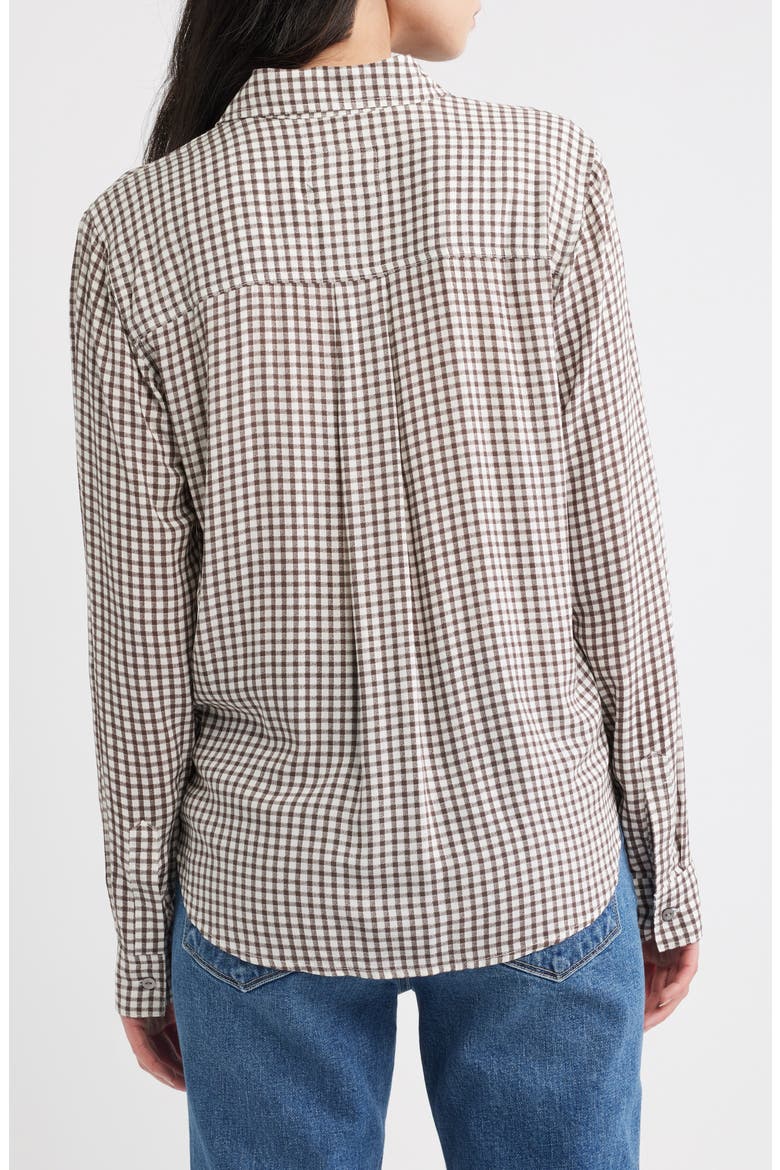 Josephine Gingham Button-Up Shirt, Alternate, color, ESPRESSO GINGHAM