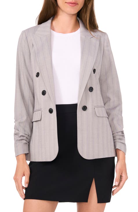 Pinstripe Open Front Blazer