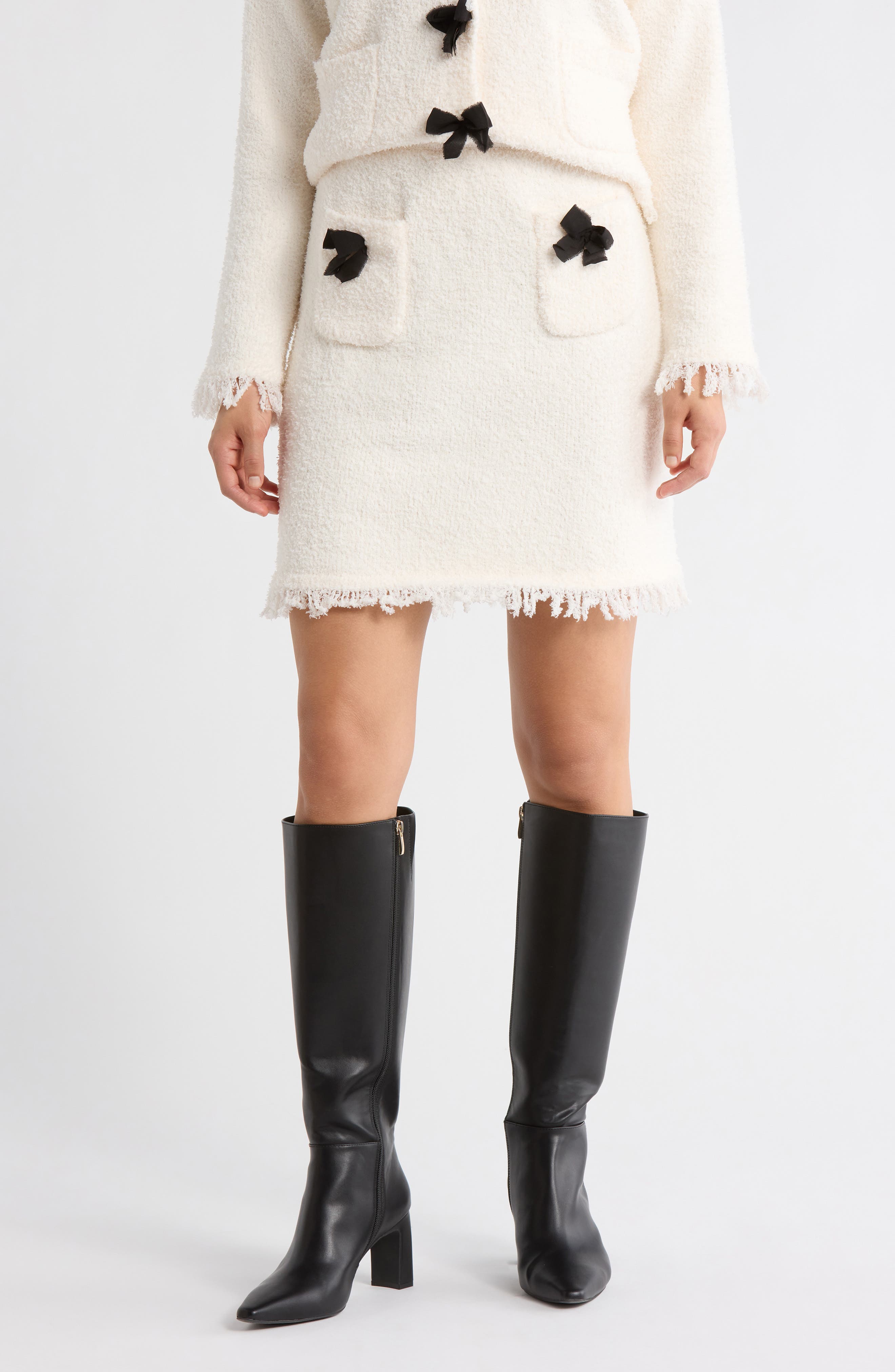 Adrianna Papell Textured Bow Detail Skirt