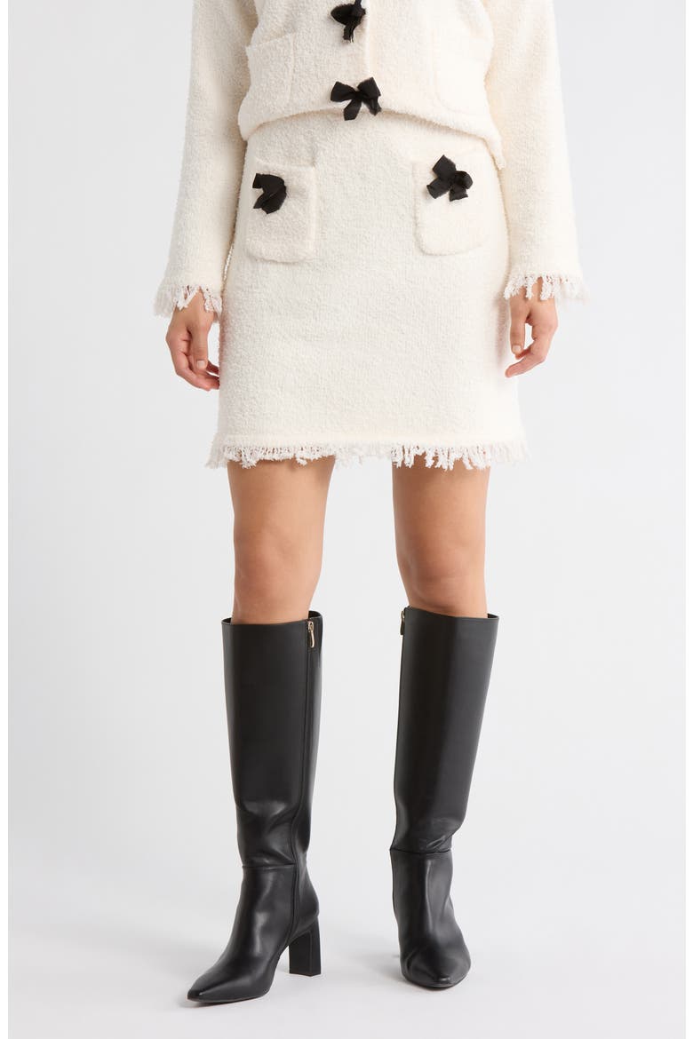 Textured Bow Detail Skirt, Main, color, IVORY/ BLACK