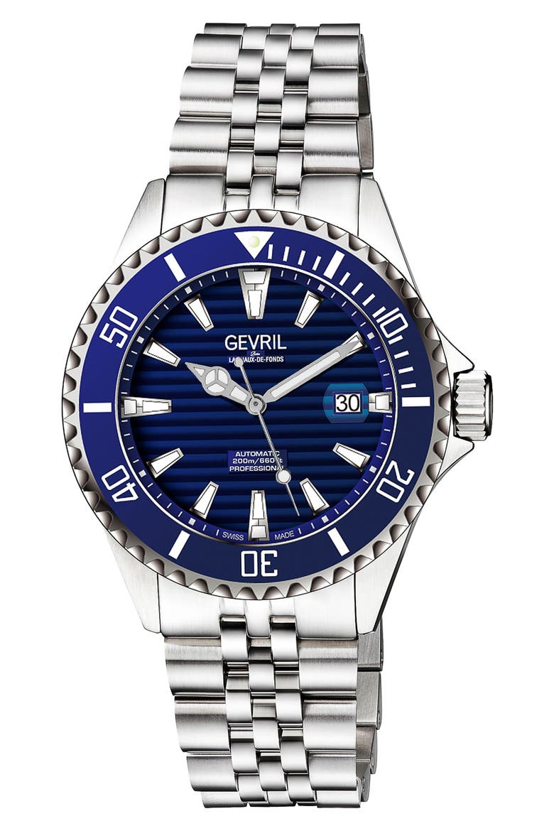 Chamber Stainless Steel Bracelet Watch, 43mm, Main, color, SILVER