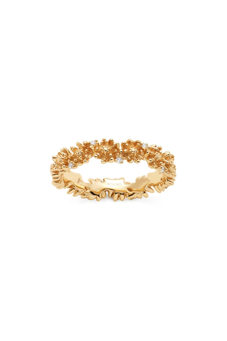 Cubic Zirconia Birthstone Flower Eternity Band Ring, Main, color, GOLD NOVEMBER