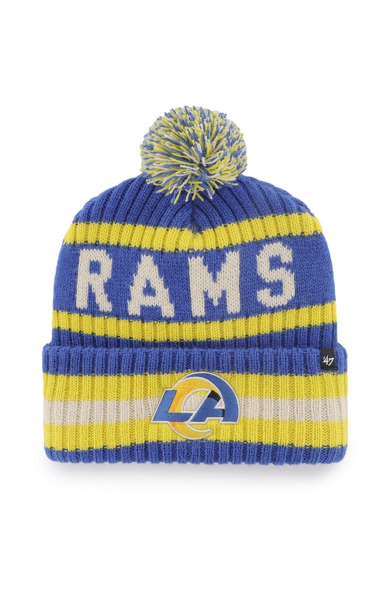 '47 Men's '47 Royal Los Angeles Rams Bering Cuffed Knit Hat with Pom, Main, color, 