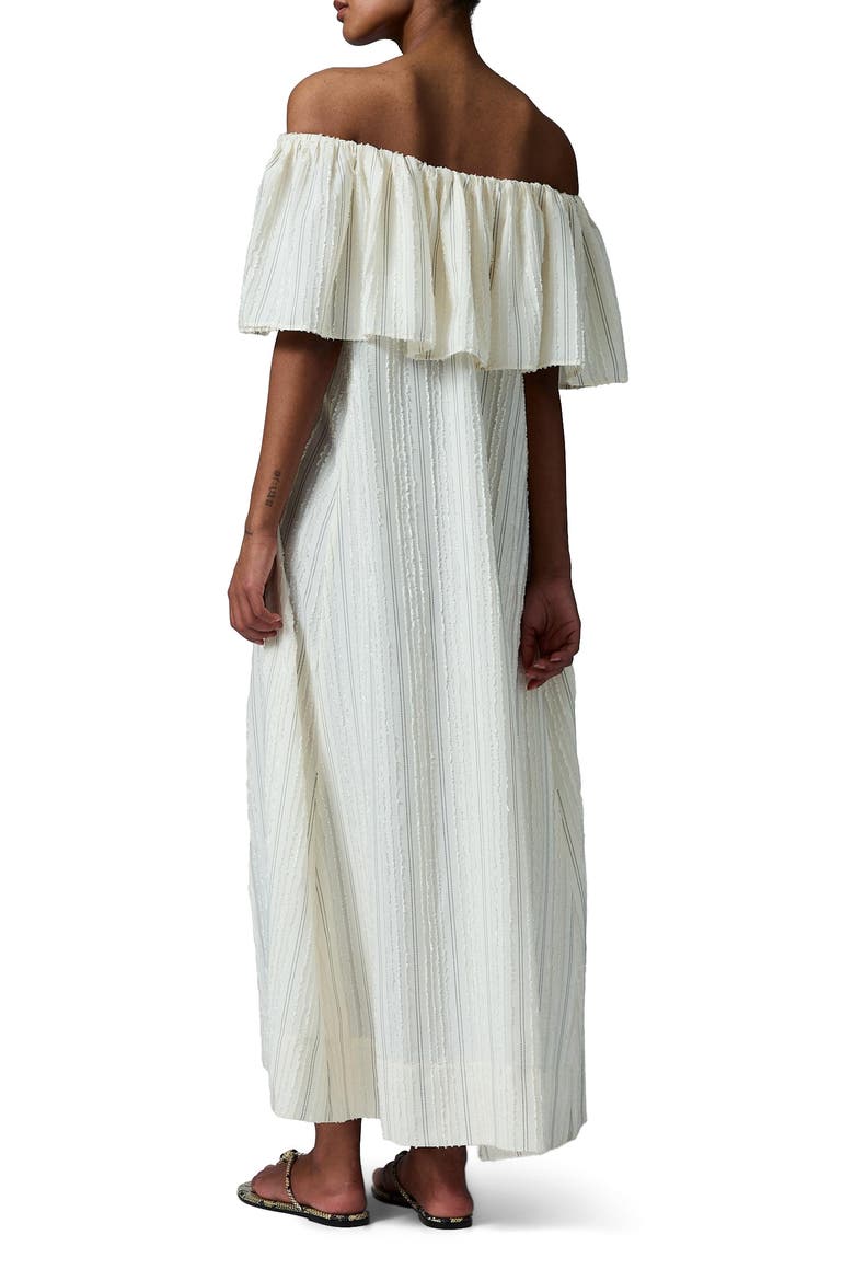 Chrissi Raw Stripe Bardot Maxi Dress, Alternate, color, Jet Stream