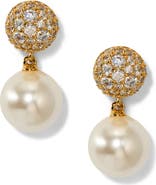 Nadri Pavé Stone and Imitation Pearl Double Drop Earrings