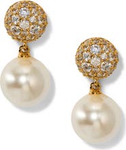 Nadri Pavé Stone and Imitation Pearl Double Drop Earrings