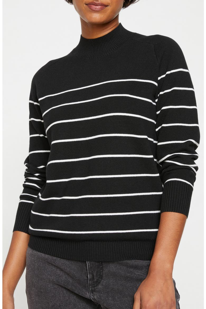Marinière Stripe Mock Neck Sweater, Main, color, BLACK/ WHITE