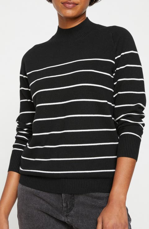 Marinière Stripe Mock Neck Sweater (Plus)