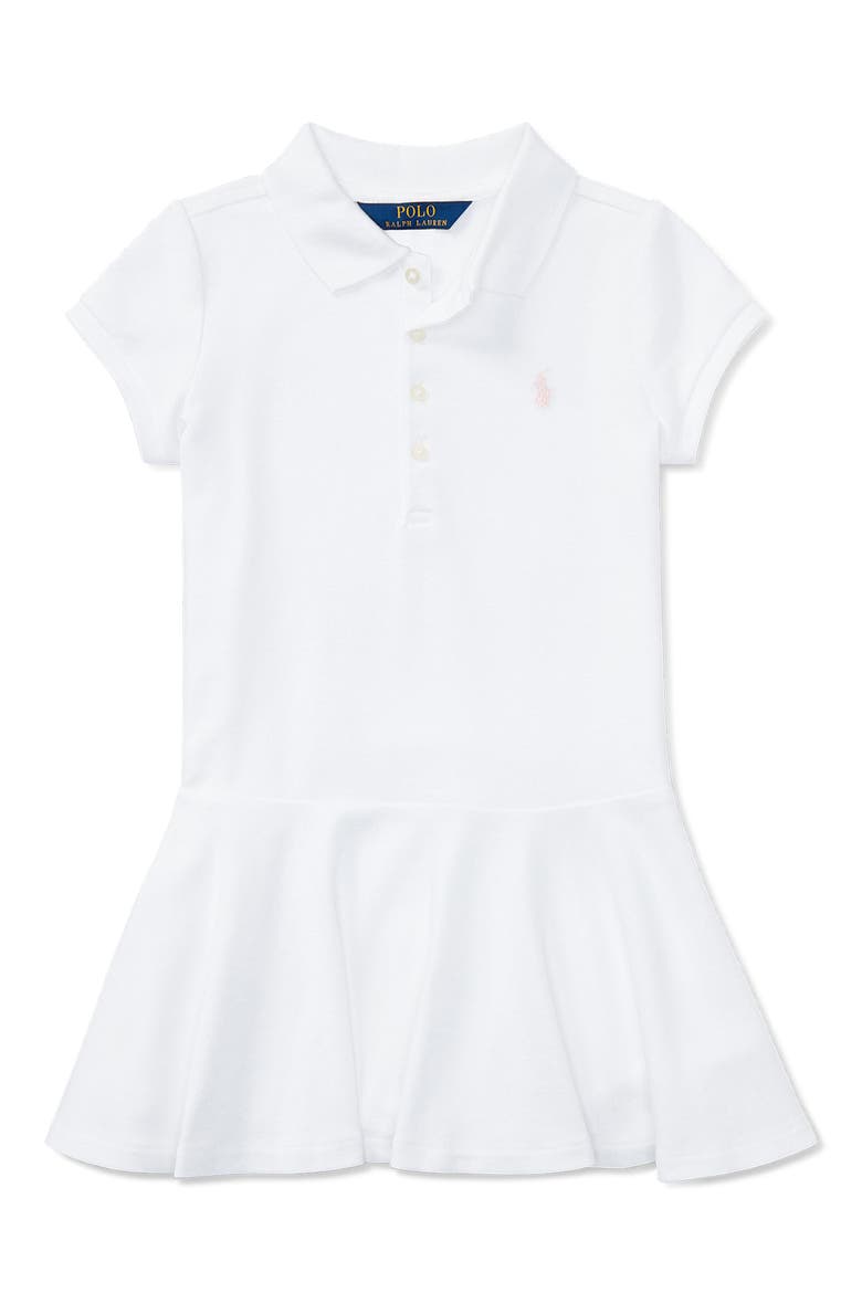 Kids' Cotton Piqué Polo Dress, Main, color, WHITE