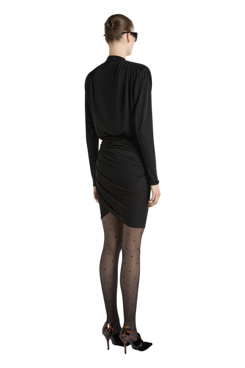 Draped Flowing Jersey Dress, Alternate, color, black