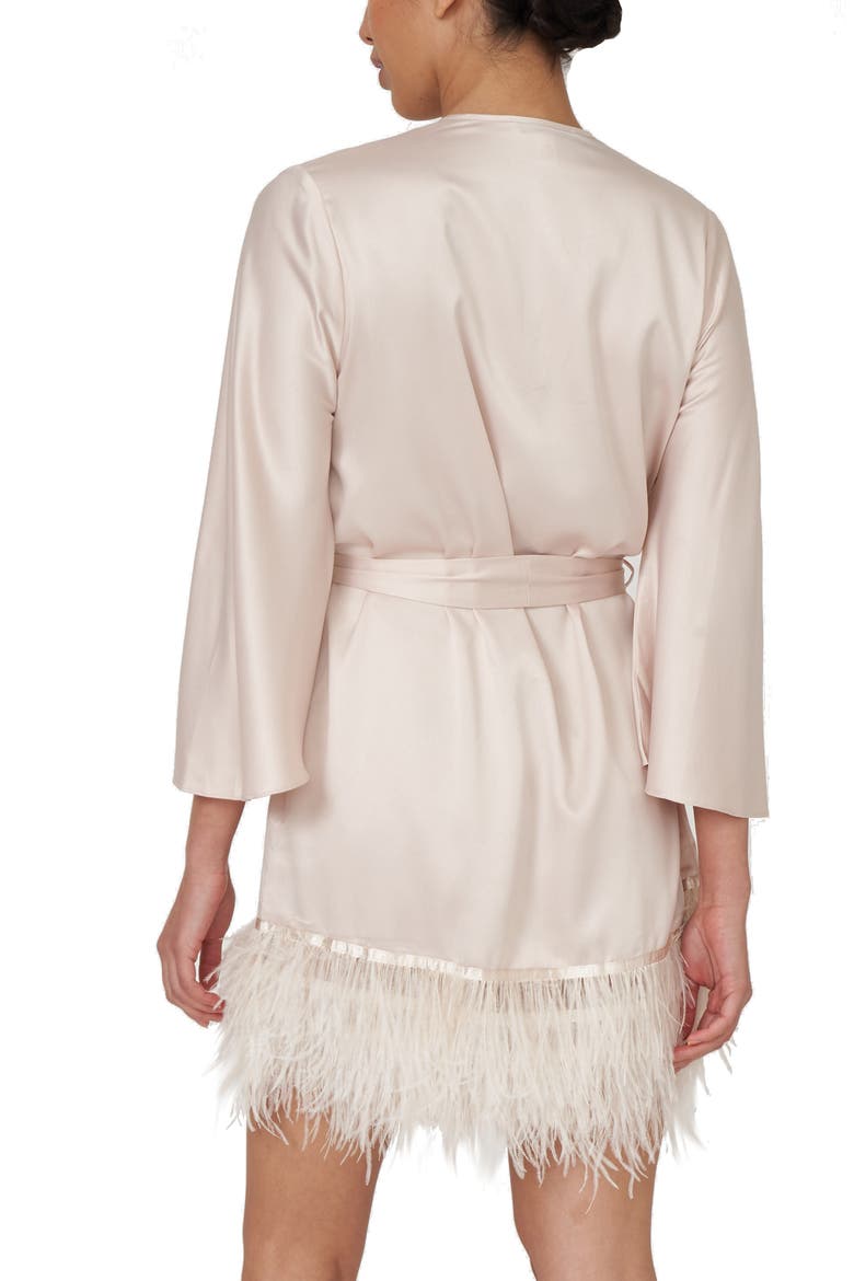 Swan Charmeuse & Ostrich Feather Wrap, Alternate, color, CHAMPAGNE