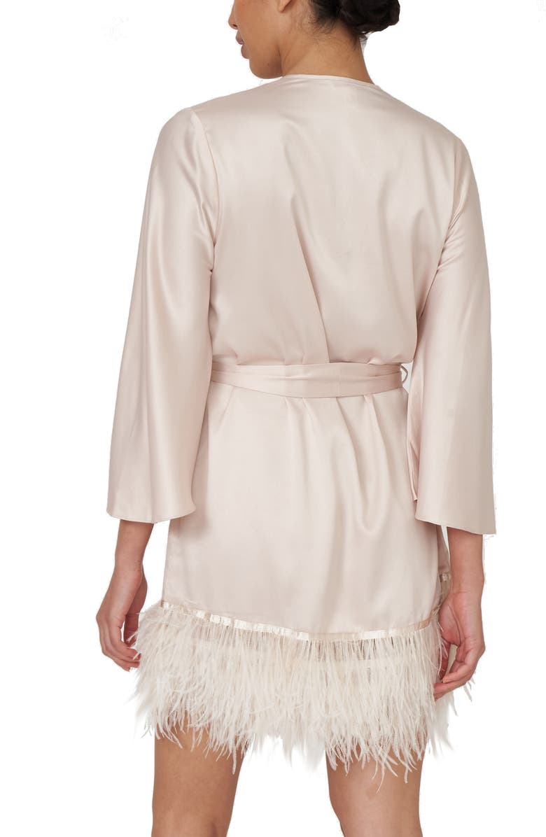 Rya Collection Swan Charmeuse & Ostrich Feather Wrap, Alternate, color, Champagne