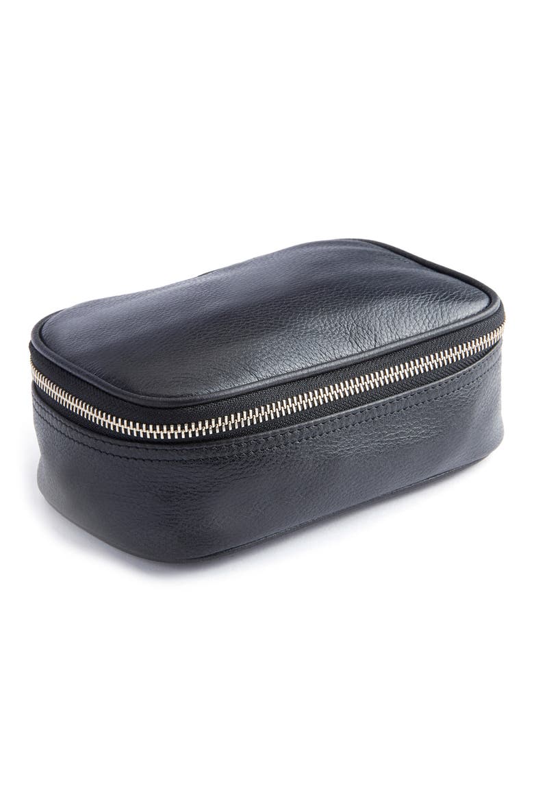 Leather Tech Accessory Case, Main, color, BLACK