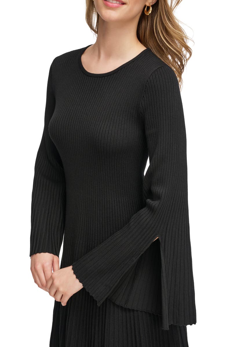 Calvin Klein Ribbed Bell Sleeve Sweater Dress, Alternate, color, 