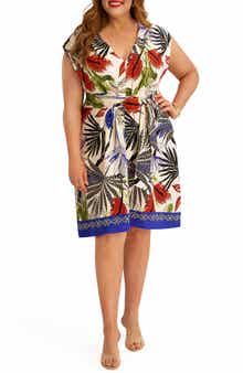 Kensie Cap Sleeve Crepe Dress