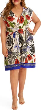 Kensie Cap Sleeve Crepe Dress