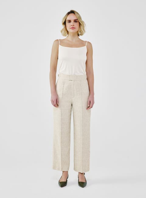 Fancy Tweed High-Waist Tailored Pants