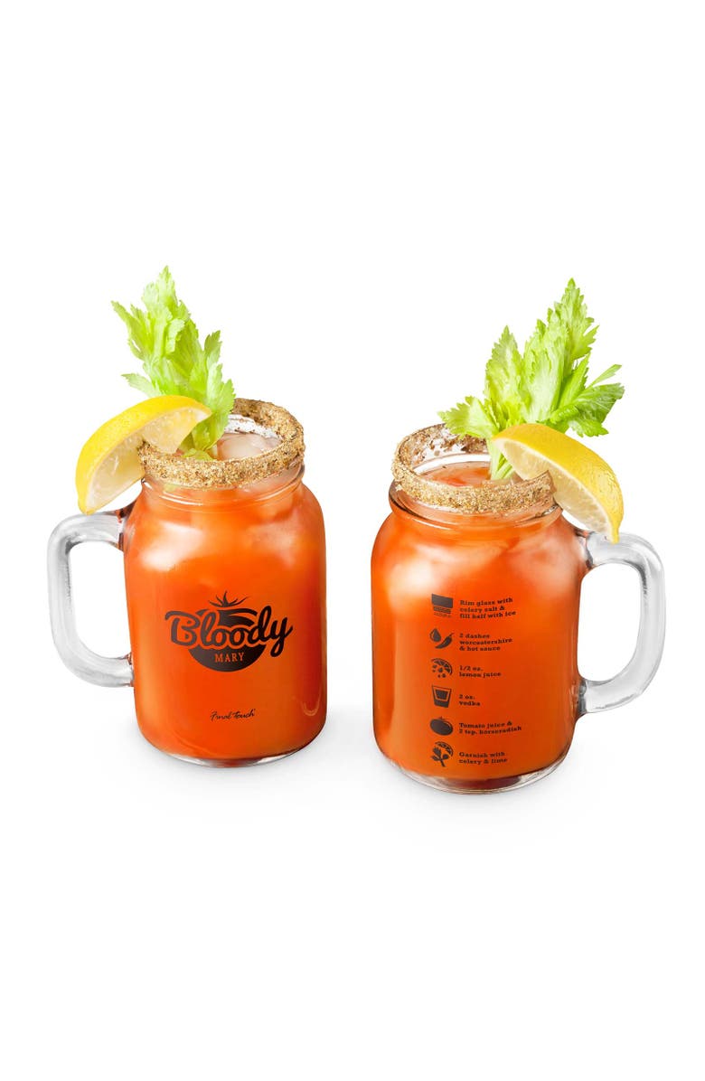 FINAL TOUCH Bloody Mary Mason Jar Glasses, Set of 2, Main, color, Clear