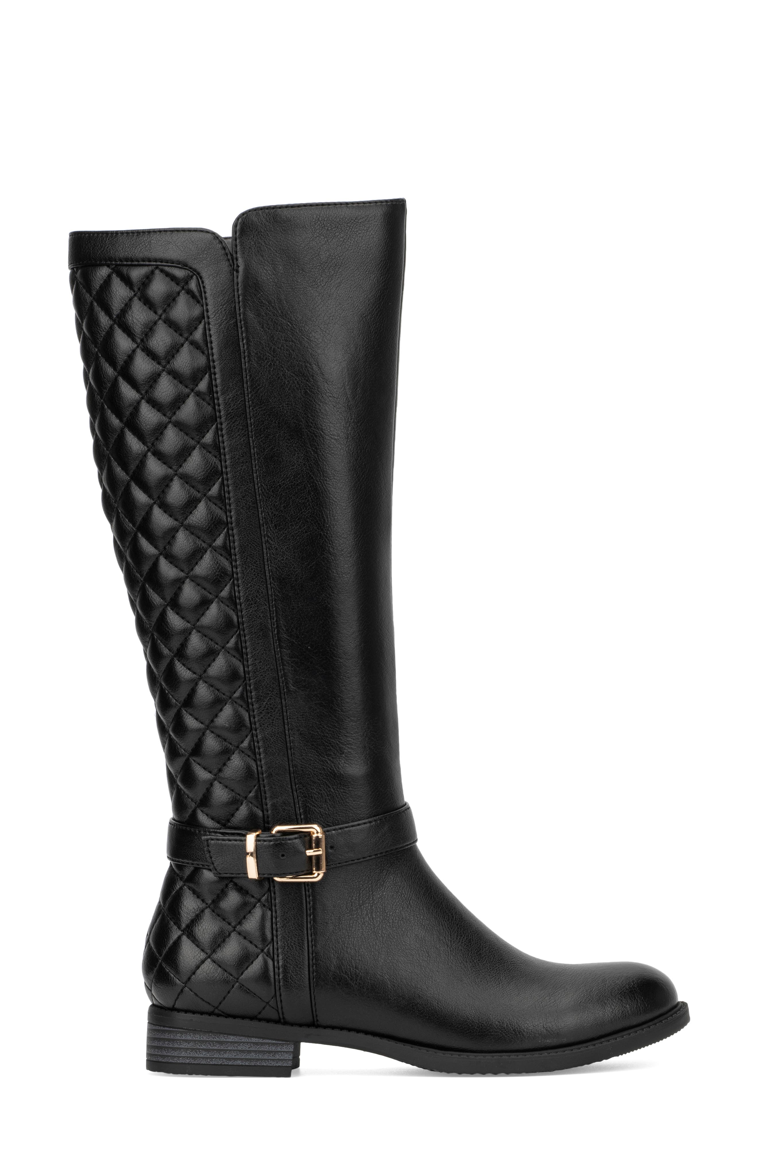 NEW YORK AND COMPANY Enola Quilted Riding Boot, Alternate, color, Black