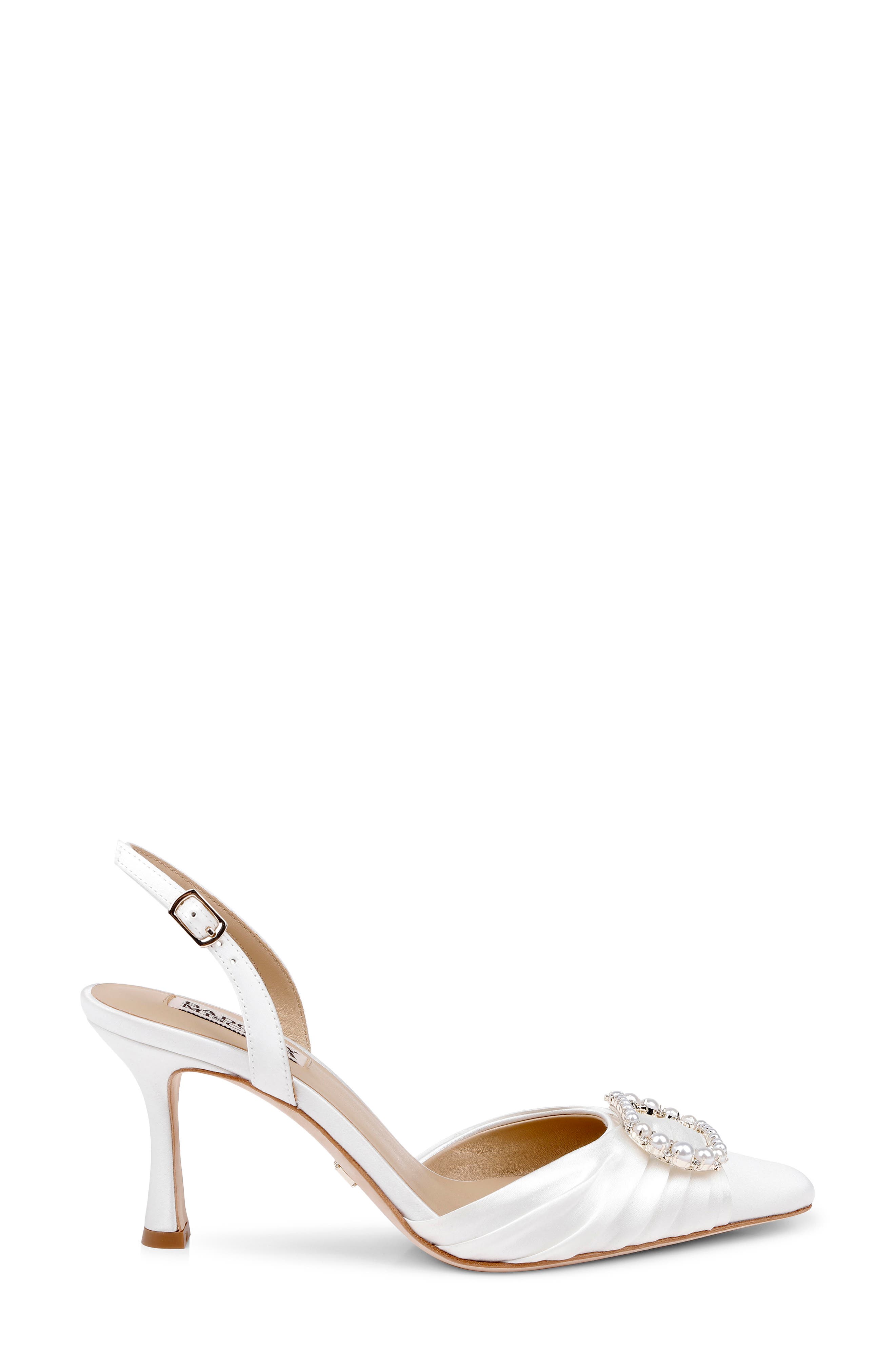 BADGLEY MISCHKA Oakville Slingback Pump, Alternate, color, White Satin