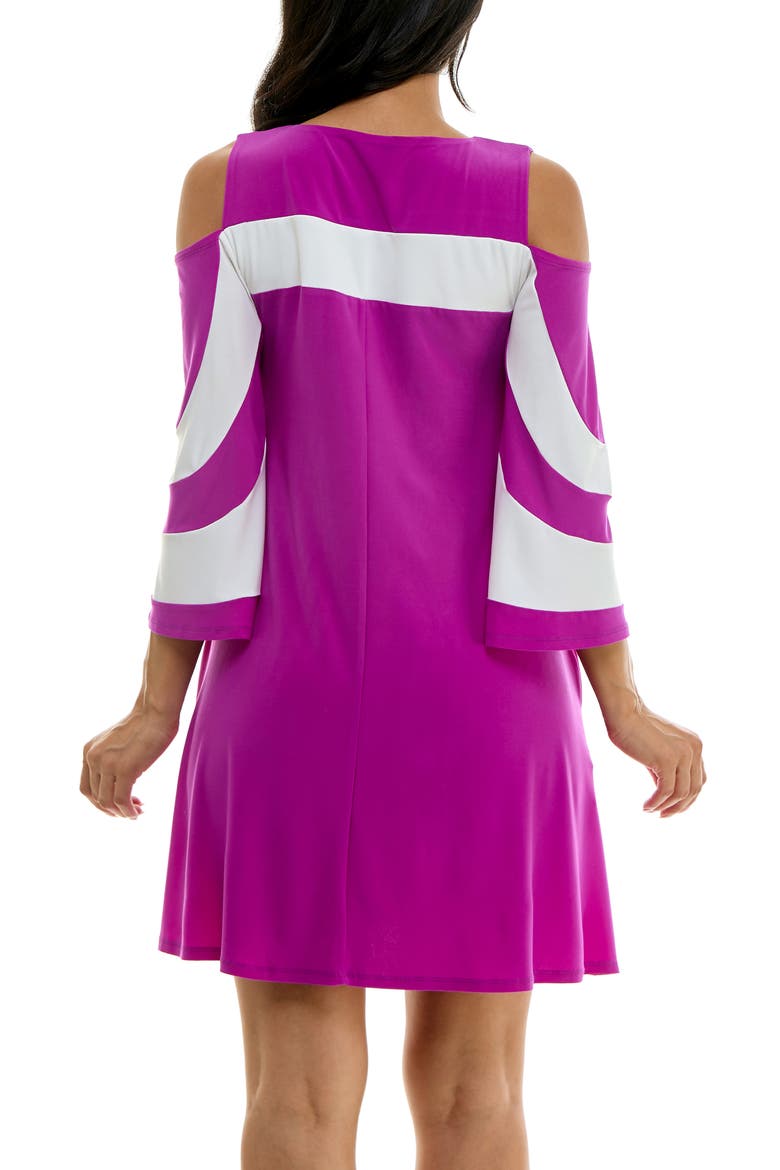 Ity Stripe Cold Shoulder Dress, Alternate, color, VIBRANT VIOLET/IVORY