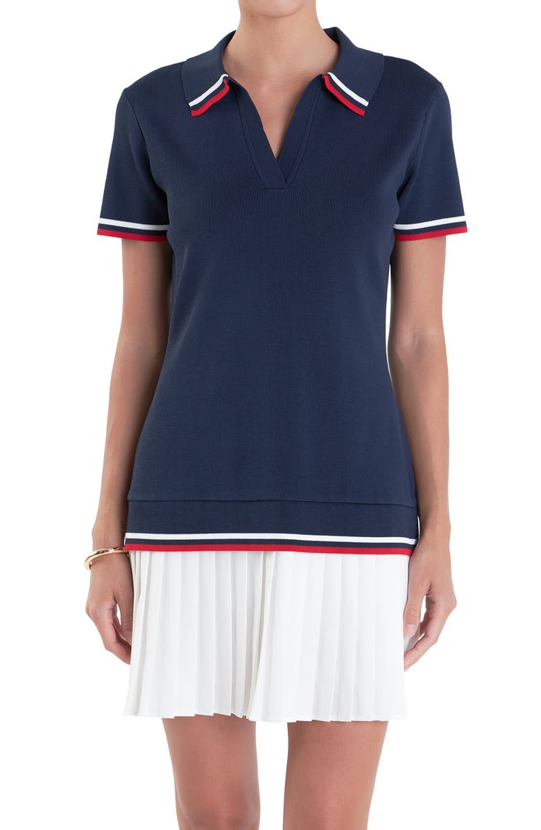 English Factory Sports Club Mixed Media Polo Minidress, Alternate, color, 