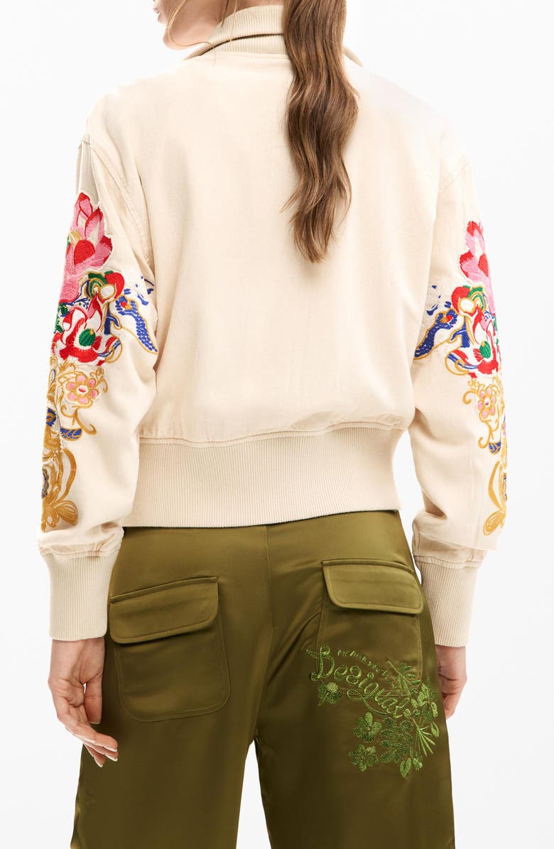 Desigual Embroidered Sleeve Detail Jacket, Alternate, color, Light Beige