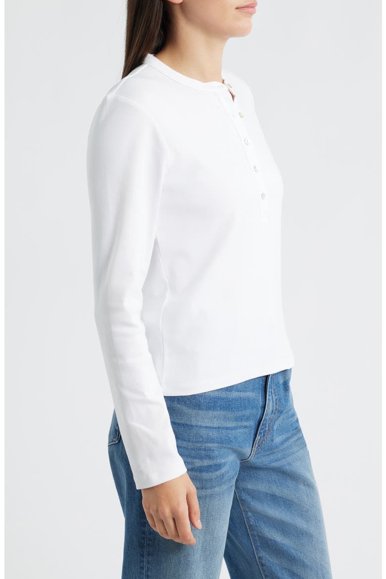 Long Sleeve Stretch Cotton Henley, Alternate, color, WHITE