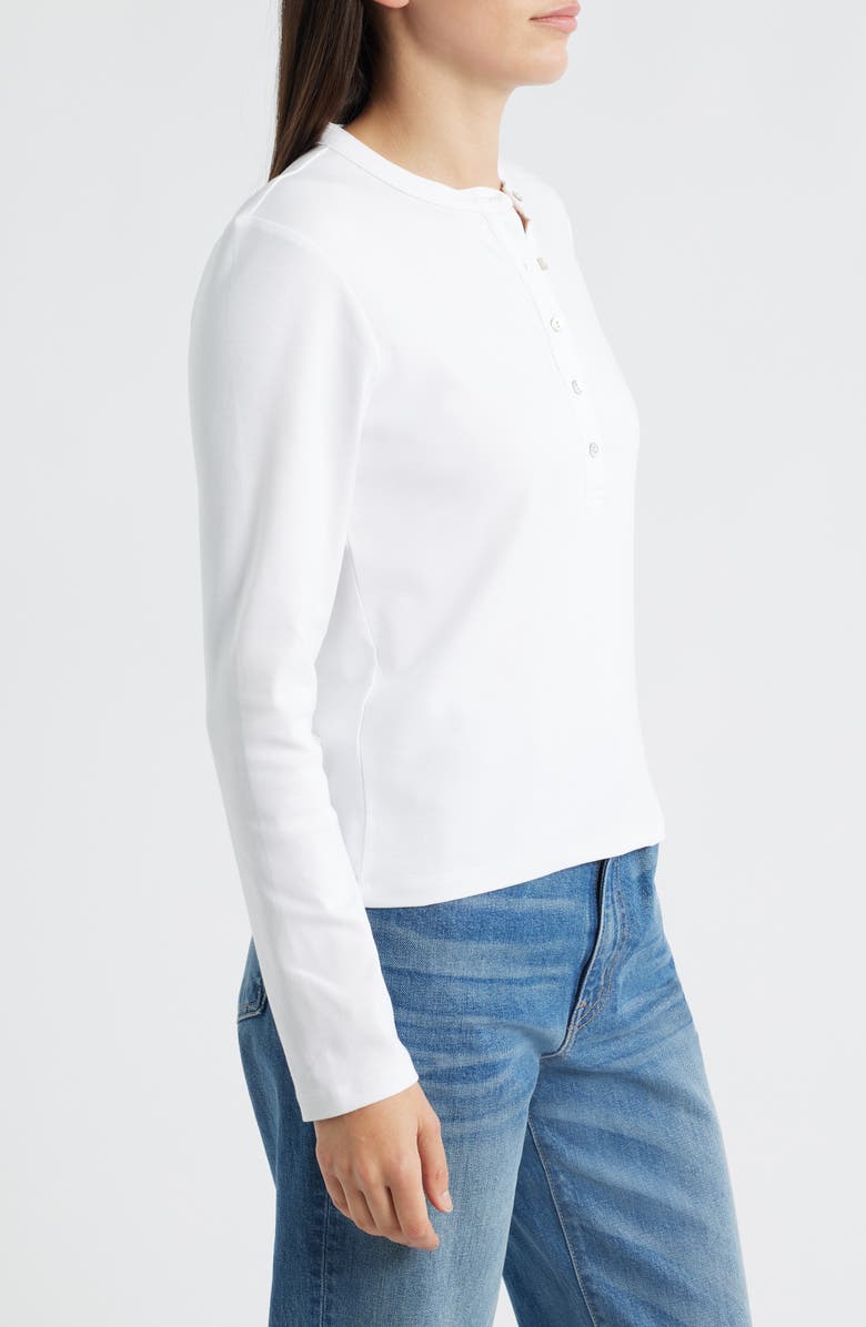 Mavi Jeans Long Sleeve Stretch Cotton Henley, Alternate, color, White
