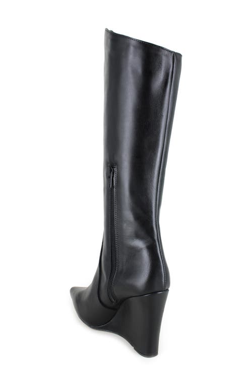 Zigi Karlin Pointed Toe Wedge Boot In Black Leather