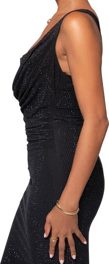 Krishna One-Shoulder Sparkle Mesh Cocktail Dress