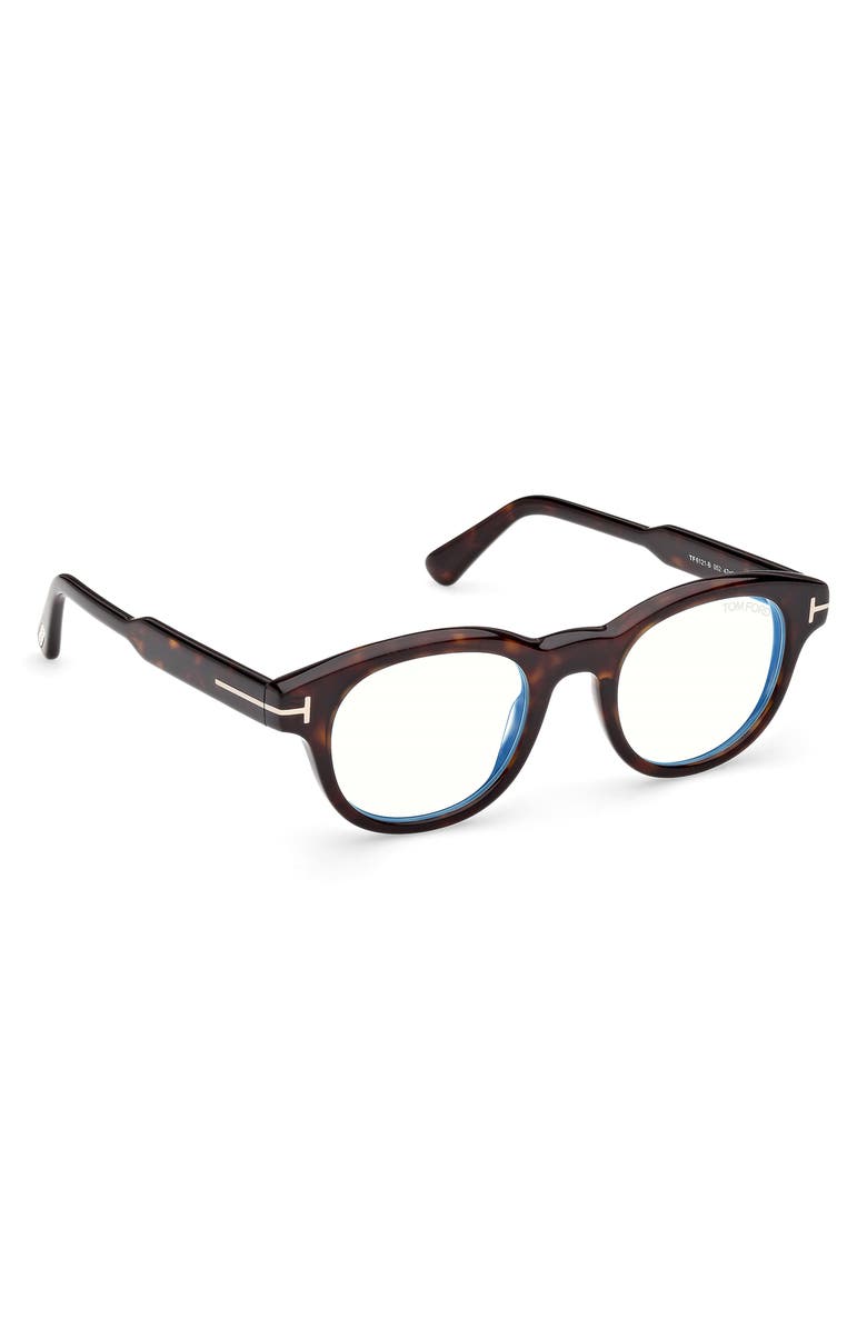 TOM FORD 47mm Round Optical Glasses, Alternate, color, Shiny Classic Dark Havana