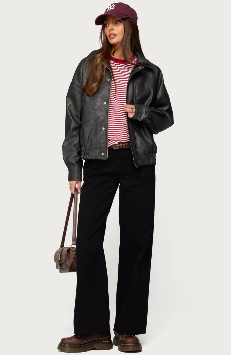 EDIKTED Mori Oversize Faux Leather Jacket, Alternate, color, Gray