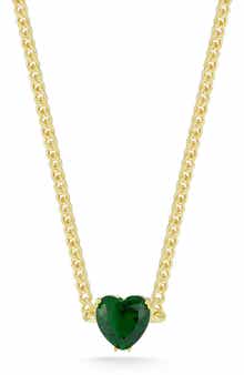 Cubic Zirconia Heart Curb Chain Necklace