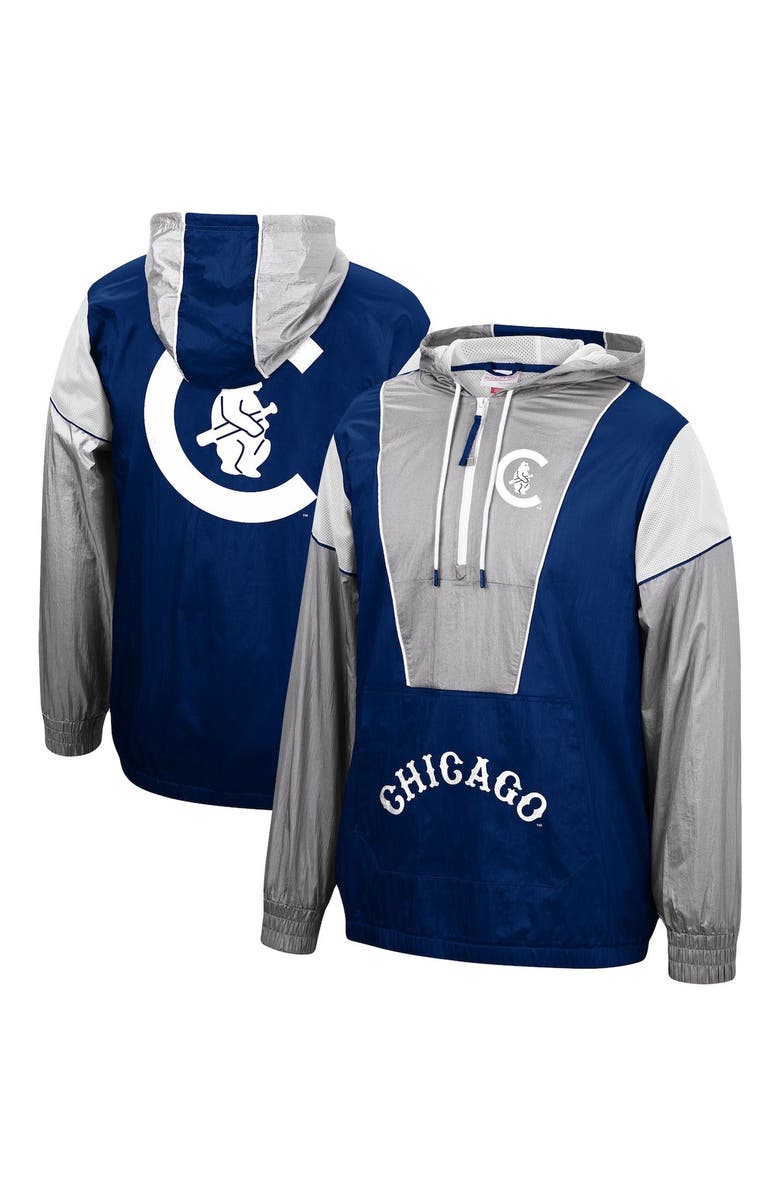 Mitchell & Ness Men's Mitchell & Ness Navy Chicago Cubs Highlight Reel Windbreaker Half-Zip Hoodie Jacket, Main, color, Navy