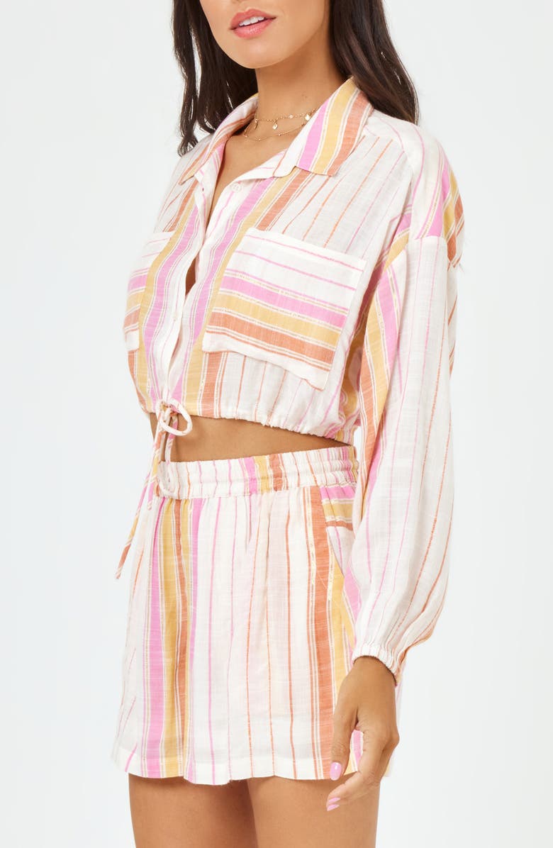 LSPACE St. Lucia Cover-Up Shorts, Alternate, color, Vaca Pink/Orange Stripe