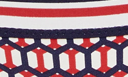 Robin Piccone Simone Triangle Bikini Top In Navy/red