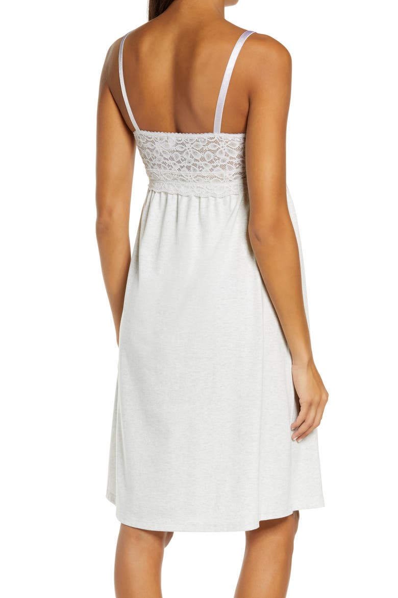 Tallulah Lace Trim Maternity/Nursing Chemise, Alternate, color, LIGHT GREY MARL