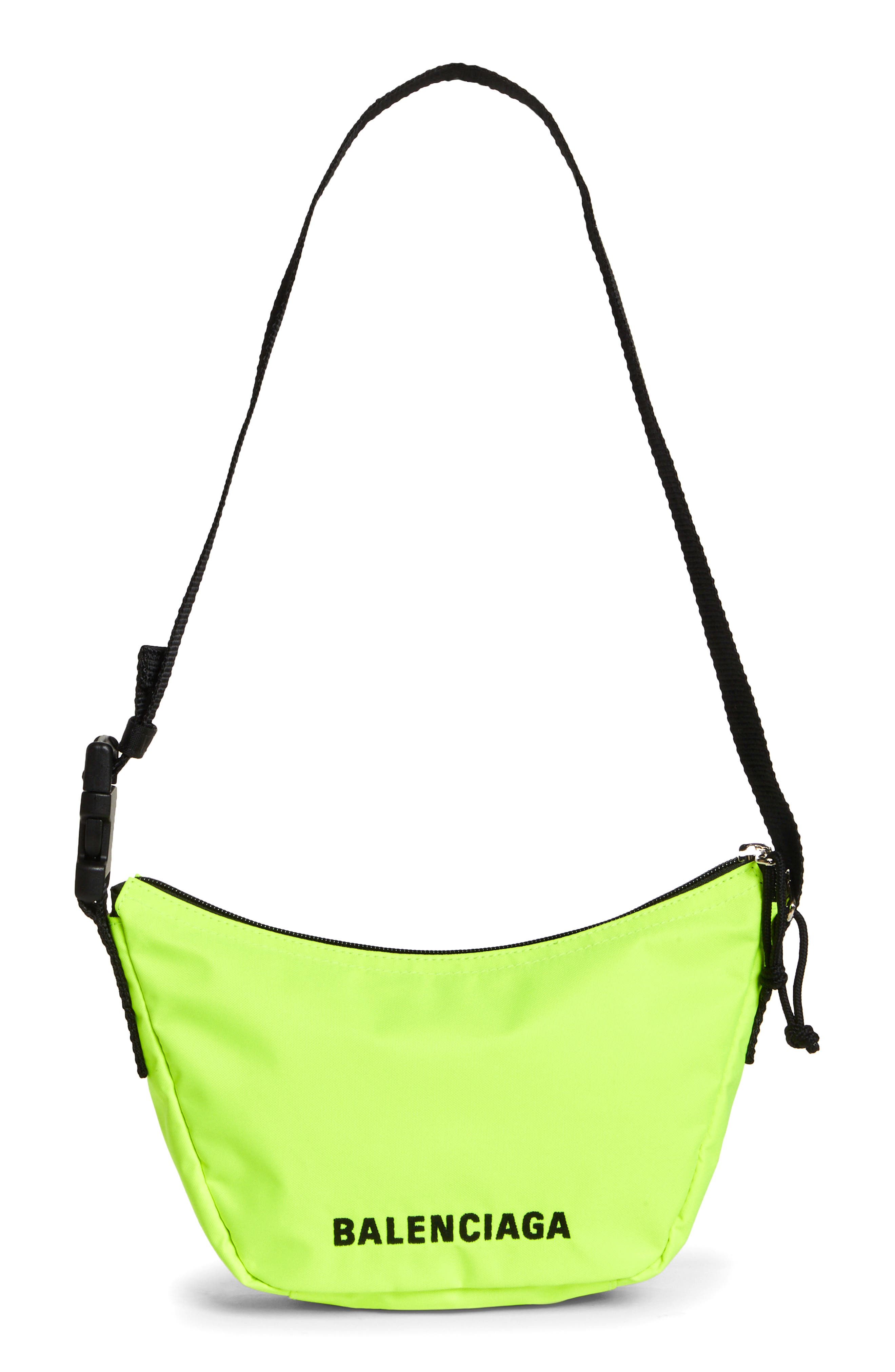 Small Wheel Logo Shoulder Bag, Main, color, FLUO YELLOW/ L BLACK