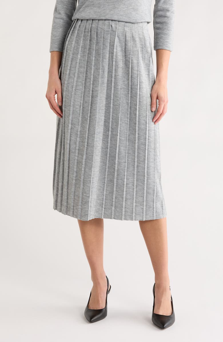Vince Camuto Pleated Midi Skirt, Main, color, Silver Heather