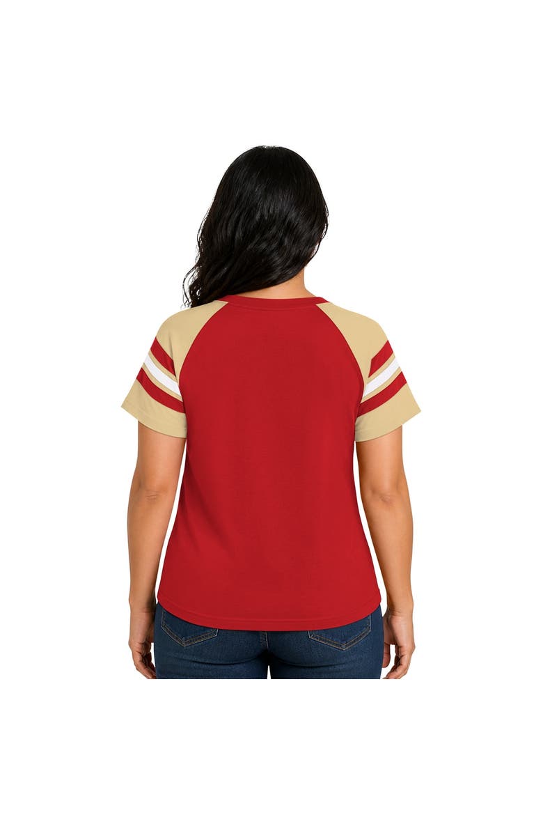 Women's Starter  Scarlet San Francisco 49ers Plus Size Game On Notch Neck Raglan T-Shirt, Alternate, color, Scarlet