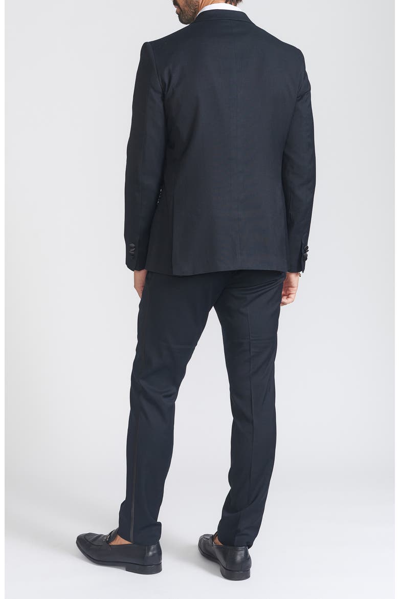 Slim Fit Satin Notch Lapel Tuxedo, Alternate, color, BLACK