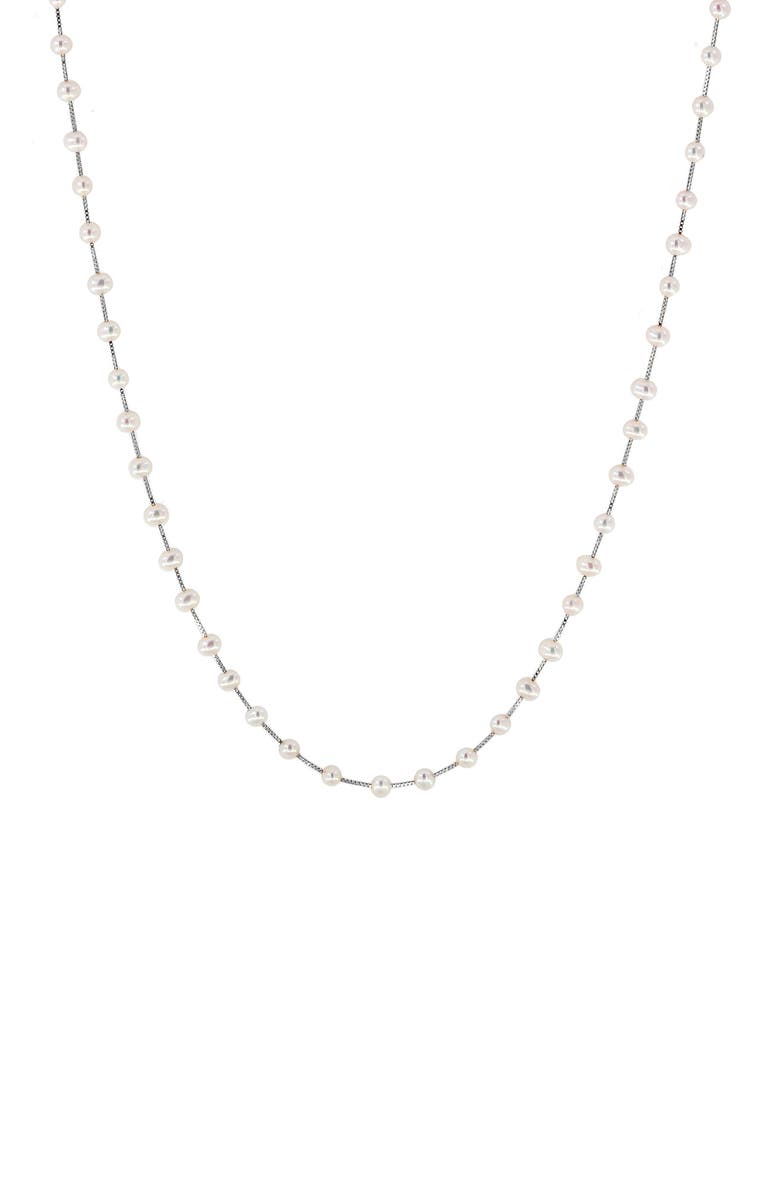 EFFY 14K White Gold 3-3.5mm Freshwater Pearl Station Necklace, Main, color, 