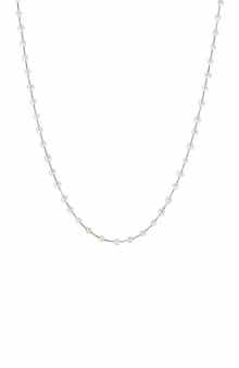 EFFY 14K White Gold 3-3.5mm Freshwater Pearl Station Necklace