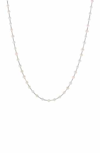 EFFY 14K White Gold 3-3.5mm Freshwater Pearl Station Necklace