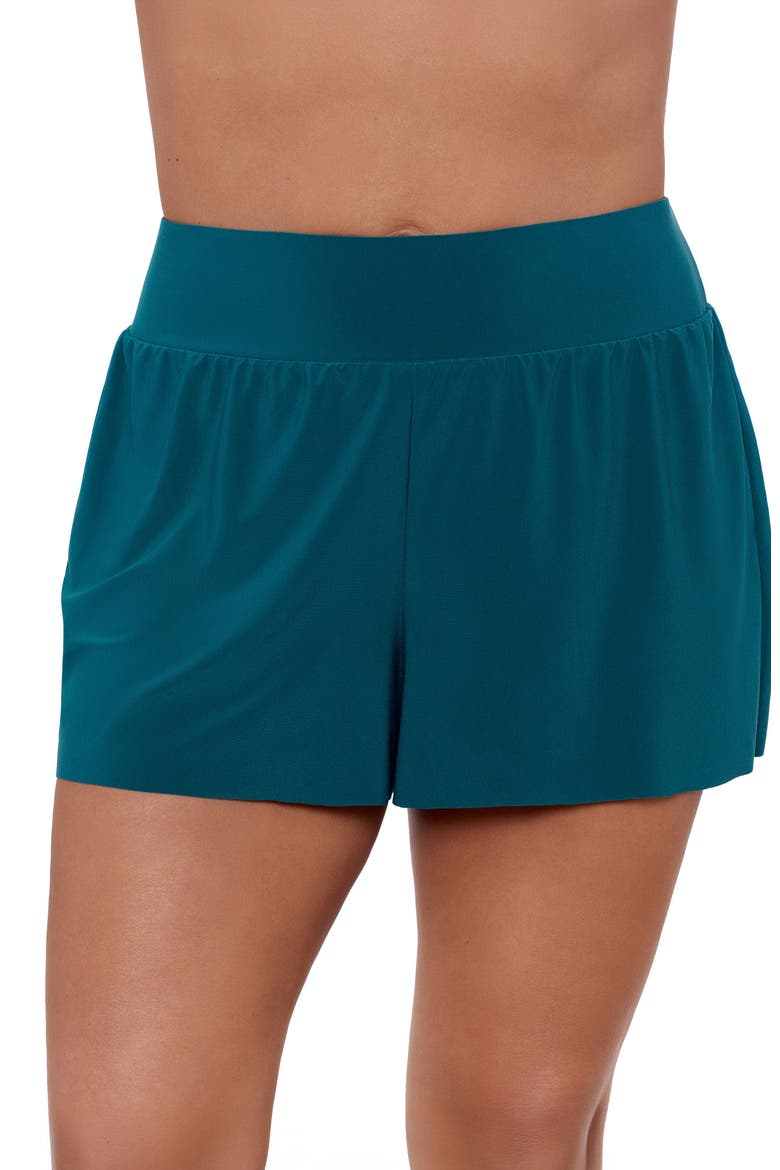 Beach Short High Waist Swimsuit Bottom, Main, color, Lagoon