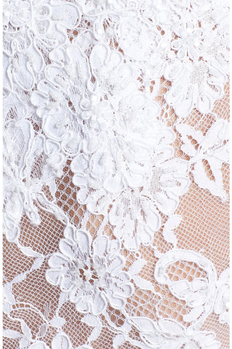 Tulle Overskirt Embroidered Lace Dress, Alternate, color, WHITE